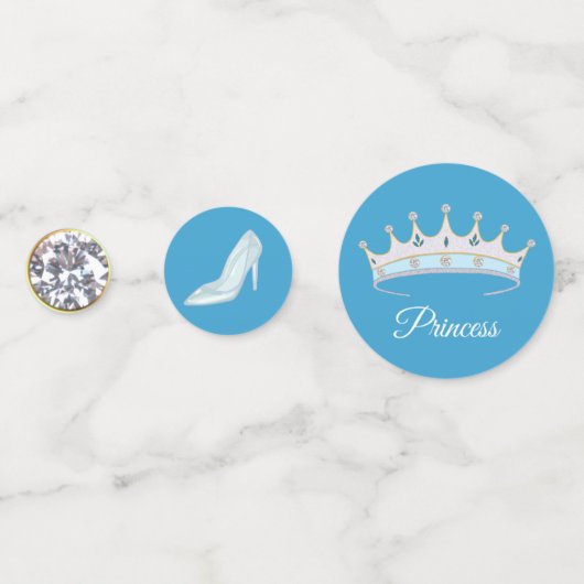 16 prinses Tiara op Light Turquoise Blue Confetti (Voorkanten)