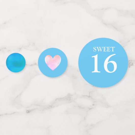 16 prinses Tiara op Light Turquoise Blue Confetti (Achterkanten)