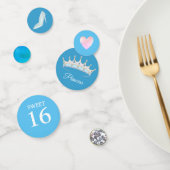 16 prinses Tiara op Light Turquoise Blue Confetti (Groep)