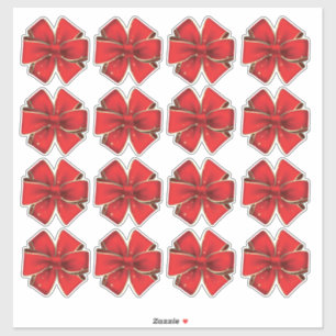 16 Red Bows Kiss Cut Package Envelope Gift 3-inch Sticker