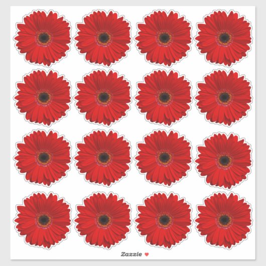 16 Rode Gerbera Madeliefjes Flower Kiss-Cut Sticke Sticker (Vel)
