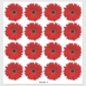 16 Rode Gerbera Margriet Bloem Kiss-Cut Stickers (Vel)