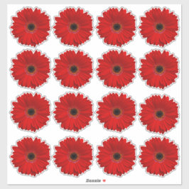 16 Rode Gerbera-Margriet Bloem Kiss-Cut Stickers