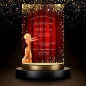 16 rode gouden glitter-kledingfeest kaart