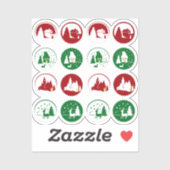 16 Rode Groene Kerst Feestdag Winter Scene Set Sticker (Vel)