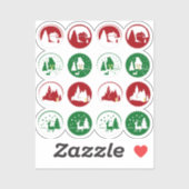 16 Rode groene kerst winter landschappen set Sticker (Vel)