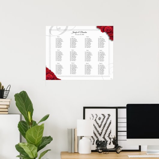 16 rode rozentekaart met 20 rozenen poster (Thuiskantoor)