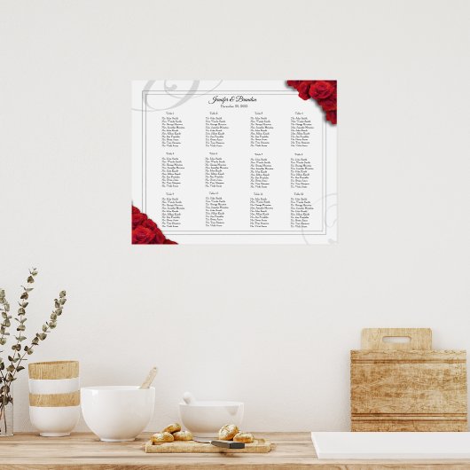 16 rode rozentekaart met 20 rozenen poster (Keuken)