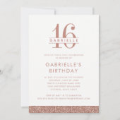 16 Roos Blush Roze Glitter Foto Birthday Kaart (Voorkant)