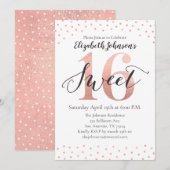 16 Roos Gold Foil Birthday Invitation Kaart (Voorkant / Achterkant)