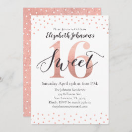 16 Roos Gold Foil Birthday Invitation Kaart