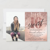 16 Roos Gold Foil & Glitter Photo Sweet Kaart (Voorkant)