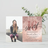 16 Roos Gold Foil & Glitter Photo Sweet Kaart (Staand voorkant)