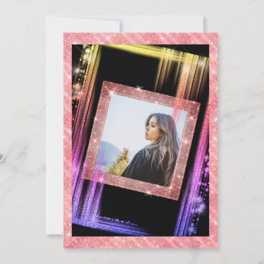 16 Roos Gold Sparkle Glitter - Aangepaste foto Kaart (Achterkant)