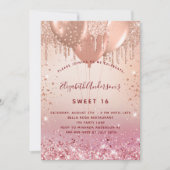 16 roos goudroze glitterballonglazuur 16e kaart (Voorkant)