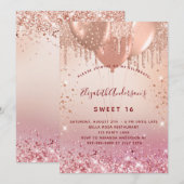 16 roos goudroze glitterballonglazuur 16e kaart (Voorkant / Achterkant)