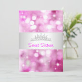 16 roze belletjes Silver Jewel Tiara Party 18 Kaart (Staand voorkant)