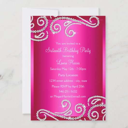 16 roze boog en ruitvormige aankondigingen van de (Achterkant)