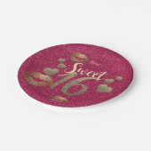 16 roze GOLD Glitter Lips op maat Papieren Bordje (Gekanteld)