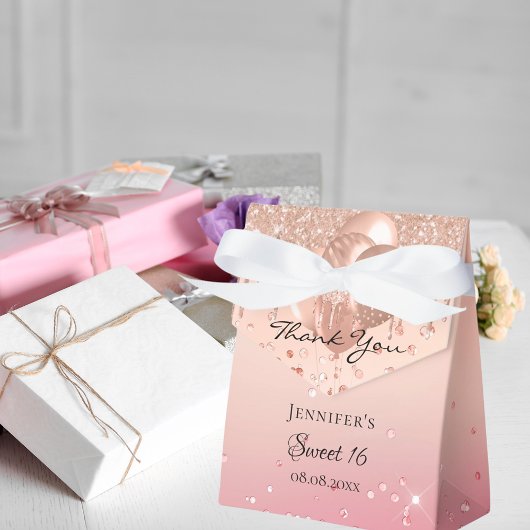 16 roze roze roze gouden ballonnen bedankt bedankdoosjes