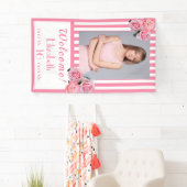 16 roze witte strepen foto spandoek (Insitu)
