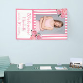 16 roze witte strepen foto spandoek (Beurs)