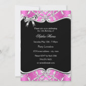 16 roze zilver Sparkle Tiara Birthday Invite Kaart (Achterkant)