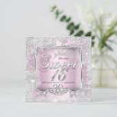 16 roze zilver Tiara Winter Wonderland Party Kaart (Staand voorkant)