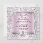 16 roze zilver Tiara Winter Wonderland Party Kaart (Achterkant)