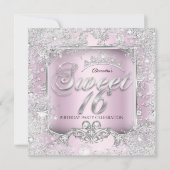 16 roze zilver Tiara Winter Wonderland Party Kaart (Voorkant)