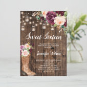 16 Rustic Boho Floral String Lights Invitati Kaart (Staand voorkant)