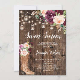 16 Rustic Boho Floral String Lights Invitati Kaart