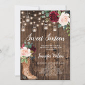 16 Rustic Boho Floral String Lights Invitati Kaart (Voorkant)