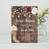 16 Rustic Boho Floral String Lights Invitati Kaart (Staand voorkant)