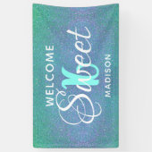 16 september Blauwgroen blauw glitter, speciaal aa Spandoek (Verticaal)