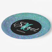 16 september Blauwgroen blauw glitter, speciaal ge Papieren Bordje (Gekanteld)