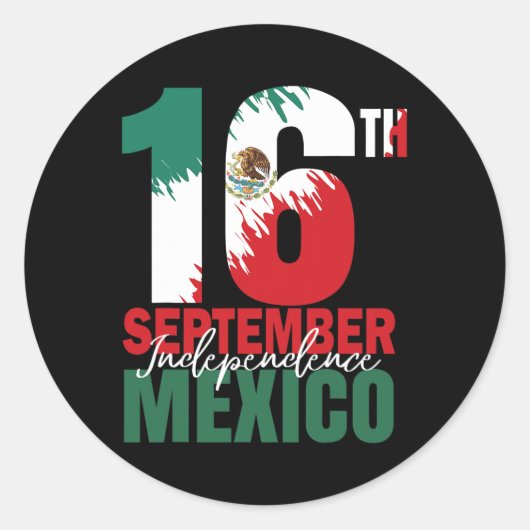 16 september Mexicaanse Onafhankelijkheidsdag Shir Ronde Sticker (Voorkant)