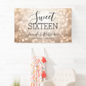 16 september Welkom Roos Gold Glitter Lichten Spandoek (Insitu)