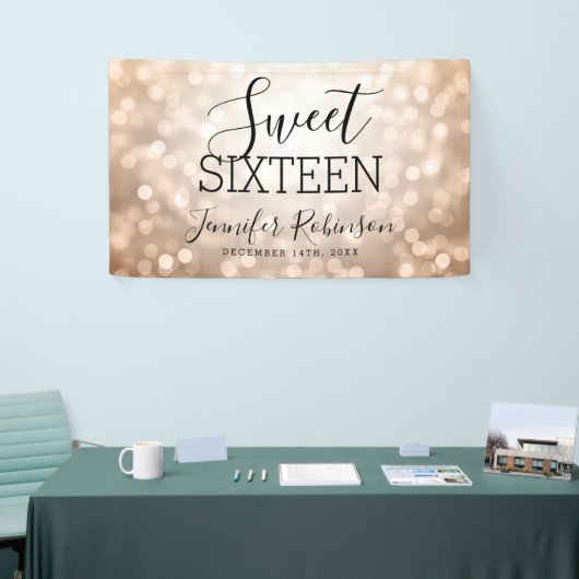 16 september Welkom Roos Gold Glitter Lichten Spandoek (Beurs)