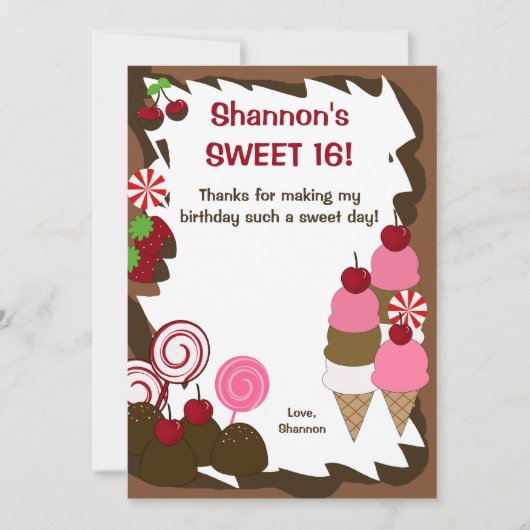 16 Snoep VLUCHTELING DANK U Bedankkaart (Voorkant)