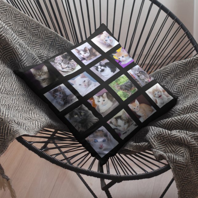 16 Square Photo Collage Kussen (Photo Collage Throw Pillow)