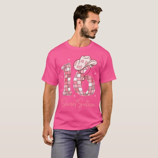 16 Sweet Sixn Western Rodeo 16e Verjaardag Meisje T-shirt (Voorkant volledig)