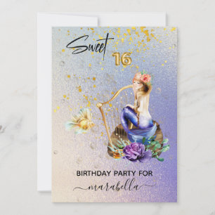 *~* 16 SWEET SIXTEEN Blue Mermaid Ombre Birthday  Kaart