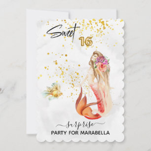 *~* 16 SWEET SIXTEEN Floral Mermaid Birthday Kaart