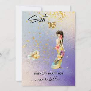 *~* 16 SWEET SIXTEEN Ombre Mermaid Birthday  Kaart