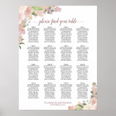 16 Tabel Boho Pink Floral Wedding Seating Chart Poster (Voorkant)