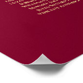 16 Tabel Elegant Bourgogne & goudzetggrafiek Poster (Hoek)