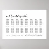 16 Tabel Elegant Wedding Guest Seating Chart Poster (Voorkant)