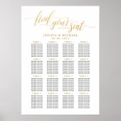 16 Tabel Gold Wedding Guest Seating Chart Poster (Voorkant)