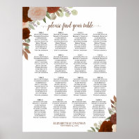 16 Tabel herfst Floral Boho Wedding Seating Chart